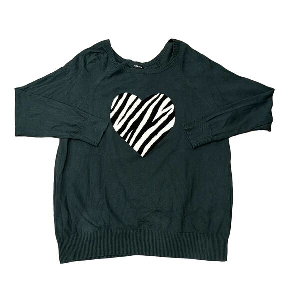 Torrid Women's Green Zebra Heart Pullover Sweater Size 2X - Picture 3 of 10